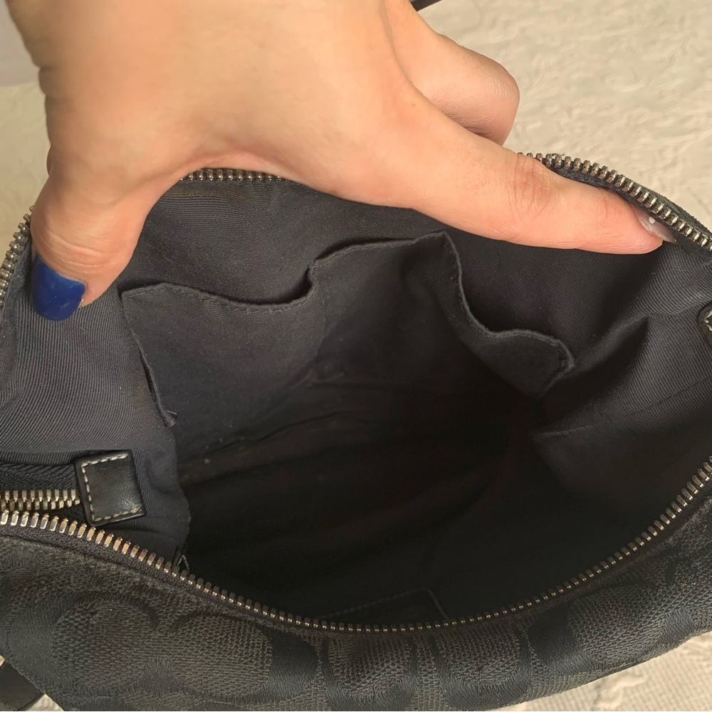 Coach Black Classic Monogram Signature Canvas Leather Trim Vintage Crossbody Bag - Picture 6 of 14